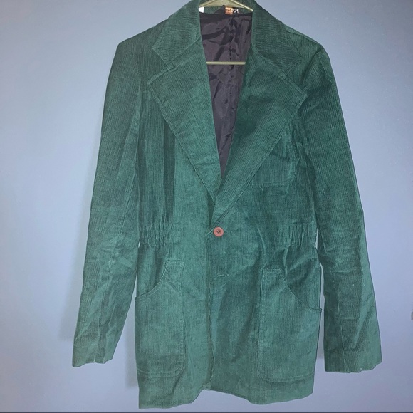 Vintage Emerald Corduroy Blazer - Picture 2 of 4